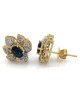 Sapphire and Diamond Pave Leaf Earrings in Gold